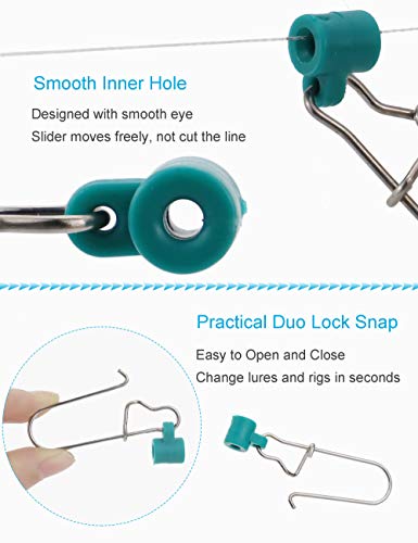 Heavy Duty Fishing Line Sinker Slides with Duo Lock Snaps - 12 Pieces