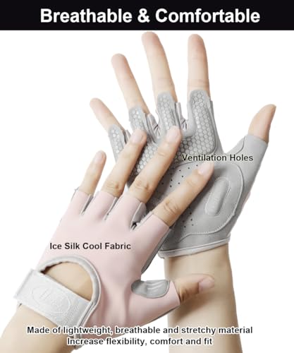 Workout Gloves for Men & Women - Anti-Slip Fingerless - Medium Grey
