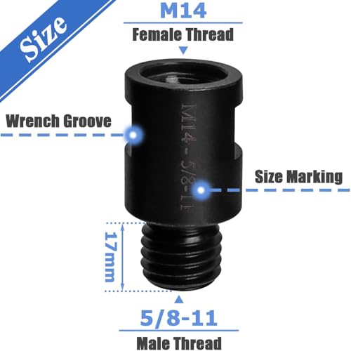 Wolfride M14 to 5/8"-11 Angle Grinder Attachment Adapter M14 female to 5/8-11 male adapter (2 Pcs)