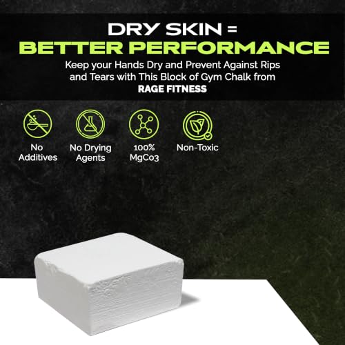 Pure Magnesium Carbonate Gym Chalk - 1 LB Block for Weightlifting & Climbing