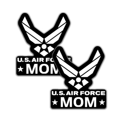 Air Force Mom Vinyl Decal Sticker - 2 Pack (White, 2-3 x 2.9 inch)