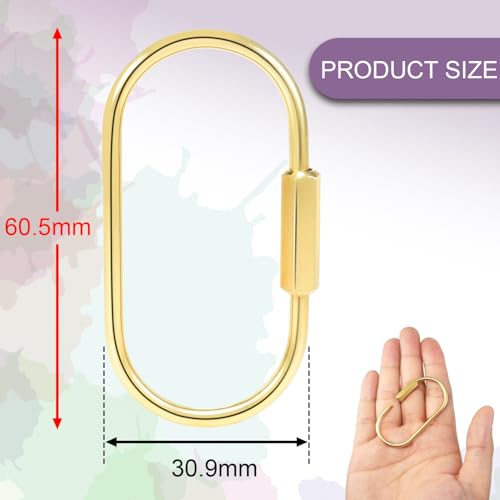6-Pack Gold Carabiner Clips with Secure Locking Screw - 60mm