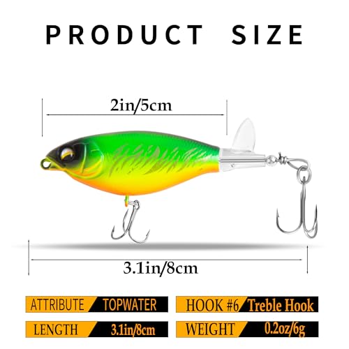 Topwater Propeller Fishing Lures - 5 Pcs 0.2oz Medium Set