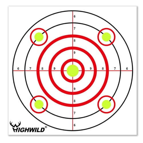 Bullseye Shooting Paper Targets - 11" x 11", 50 Pack for Airsoft & Air Rifles