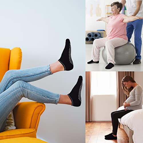 Non-Slip Yoga Socks for Women - Anti-Skid Grip for Pilates - 4-Pack Black