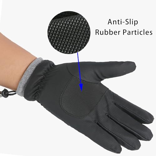 Waterproof Winter Ski Gloves for Men & Women - Medium, Solid Black