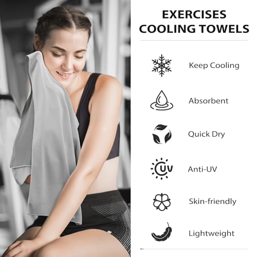 Cooling Towels - 5 Pack Quick Dry Gym Towels - Black & Grey