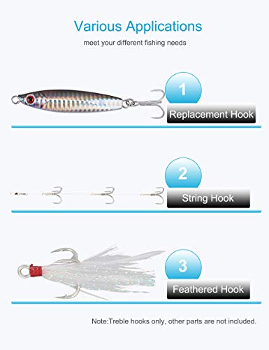 4X Strong Saltwater Treble Hooks - 10pcs Size 4# Snagging Hook
