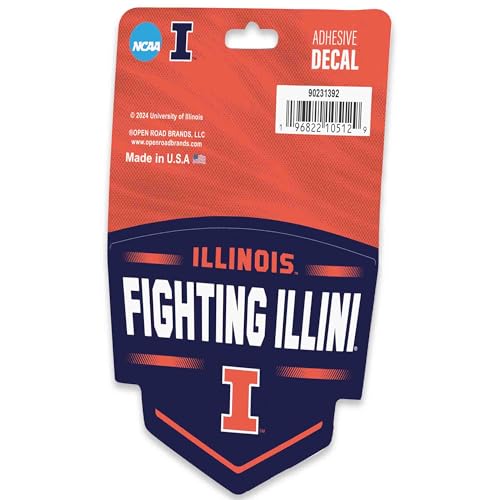 University of Illinois Badge Vinyl Decal - Orange/Navy