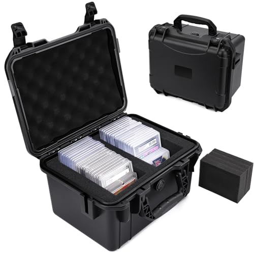 Graded Card Storage Box with Foam Dividers - Waterproof Case for Sports Cards