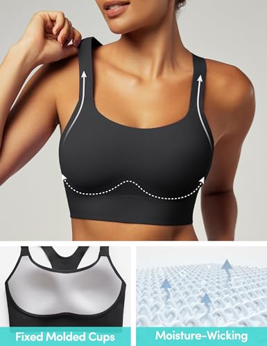 IUGA Sports Bras for Women High Support Large Bust Racerback Workout Tank Top - Black, Medium