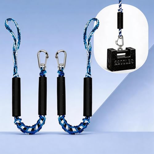 Manifish Bungee Dock Lines for Boats - 2 Pack, 2ft, Stainless Steel Clips