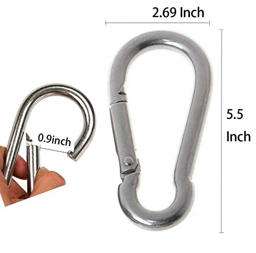 5.5 Inch Heavy Duty Stainless Steel Carabiner Clip - 600 lbs Capacity