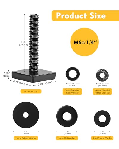 T Slot Bolts for Roof Rack - M6x35mm, 6 Pack Stainless Steel
