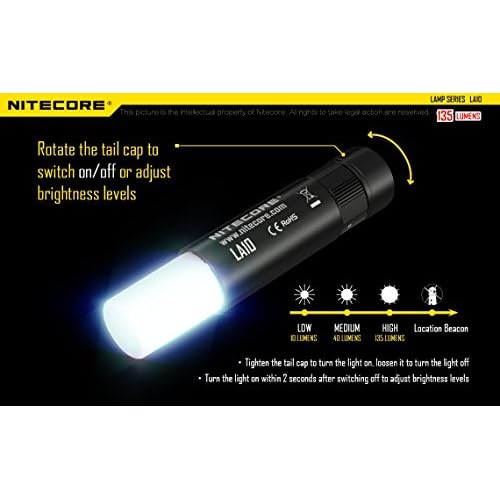 Nitecore LA10 135 Lumen Mini LED Camping Lantern - Compact Lightweight Including AA Battery and LumenTac Battery Organizer