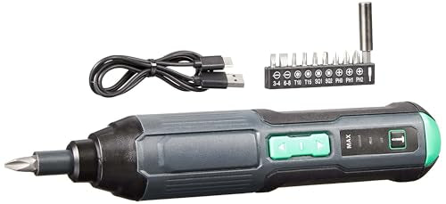 Amazon Basics 4V Cordless Stick Screwdriver with 10-Piece Bit Set, USB-C Cable & LED Light