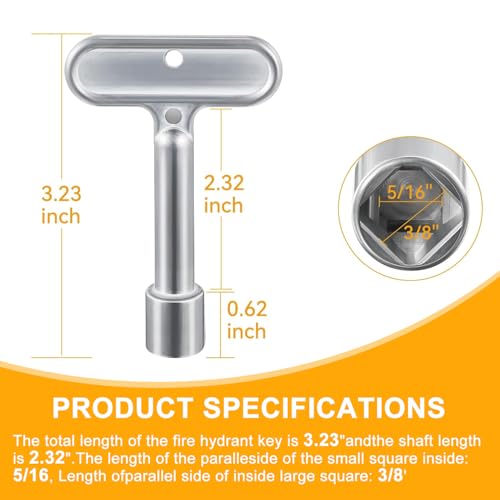2 Pack 3/8''Hydrant Key, Upgrade Water Key for P1300-PART-13-KEY, Hydrant Key for Closing Tool for Wall Fire Hydrant Faucet Valves and Outdoor Hose Valves