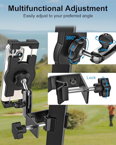 Golf Cart Tablet Holder with Square Clamp for Front Roof Strut | Anti-Vibration Phone Mount