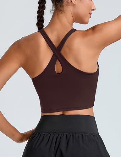 Women's Athletic Workout Tank Top with Built-in Bra - Large Cacao024