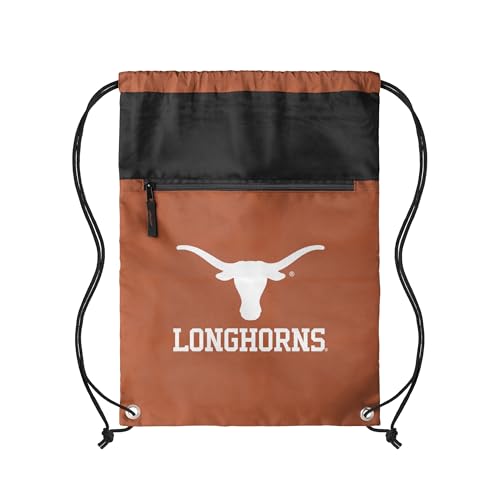 Texas Longhorns Drawstring Backpack with Zippered Pocket - One Size