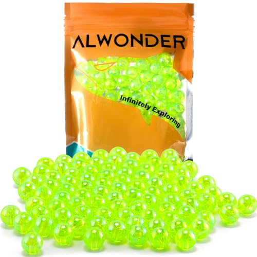 Holographic Fishing Beads - 100 Pack, 10mm Chartreuse for Salmon & Trout