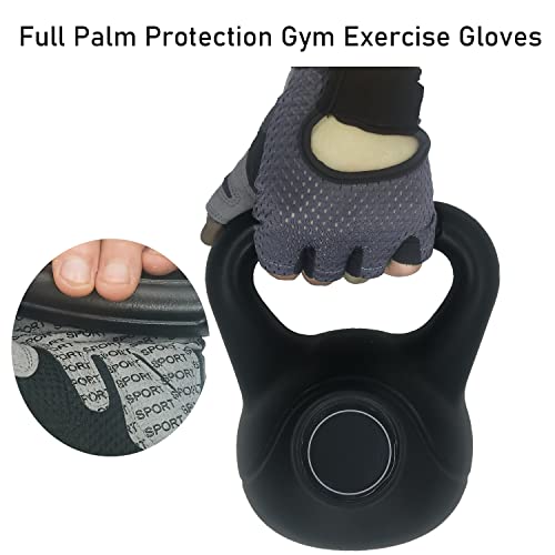 Breathable Gym Workout Gloves for Weight Lifting - Fingerless Medium Grey