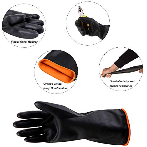 DaKuan Heavy Duty PU Apron & Latex Gloves, Waterproof Resist Strong Acid, Alkali and Oil Apron & Gloves Best for Staying Dry When Dishwashing, Lab Work, Butcher
