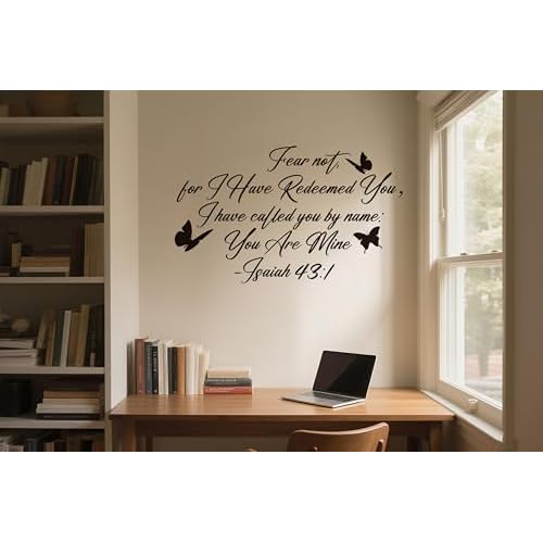 Fear Not I Have Redeemed You Isaiah 43 1 Bible Verse Wall Deca, Christian Religious Prayer Scripture Quotes Vinyl DIY Removable Wall Sticker for Living Room Home Office