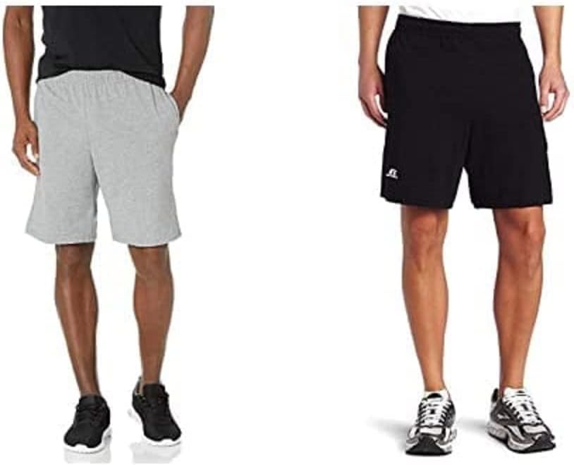 Russell Athletic Men's Cotton Shorts - Relaxed Fit with Pockets & Adjustable Waist | Sizes S-4X