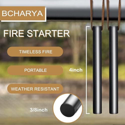 Ferro Rod Fire Starter Survival Tool Kit - 4" x 3/8" 2 Pack