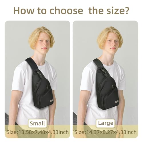AMJ Large Black Crossbody Sling Bag for Men & Women Casual Travel Backpack