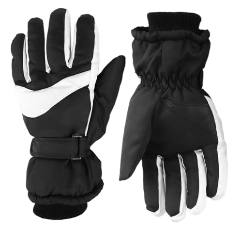 Thermal Winter Ski Gloves - Windproof Touchscreen Snowboard Gloves - Black