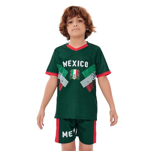 Mexico Green Youth Soccer Jersey Set #10 Boys Girls Kids Soccer Uniform