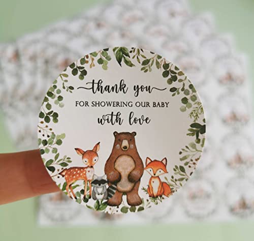 Woodland Thank You Favor Stickers - 80 Pack, 2" Round