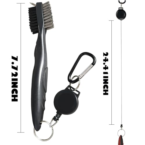 Golf Club Cleaning Brush - Double-Sided Nylon & Steel Wire - Black