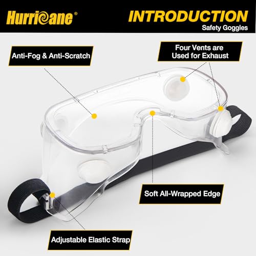Safety Goggles - 2 Pack with Anti-Fog Function & UV400 Protection - White Air Valve