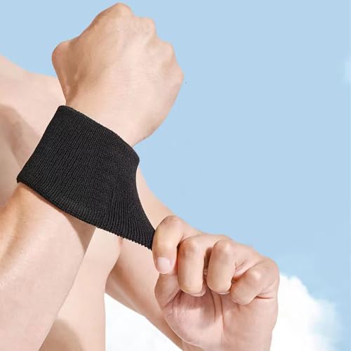 Athletic Sweat Wristbands for Sports - 3 Inch Elastic Bands - Black