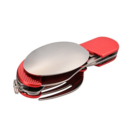 Stainless Steel 4-in-1 Portable Outdoor Diner Set - Red
