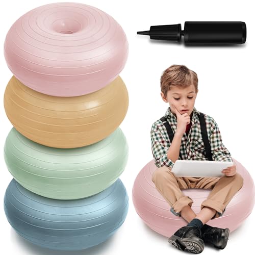 Inflatable Yoga Donut Ball Chairs - 4 Pcs Boho Color Set