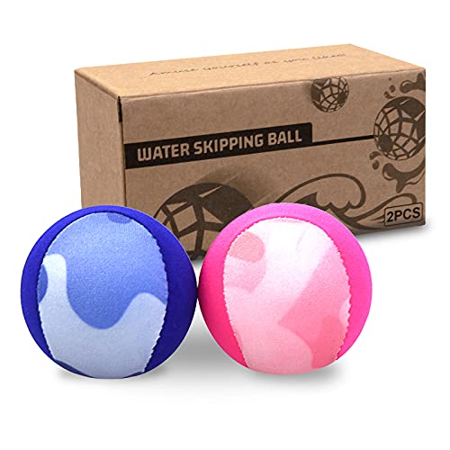 Water Skipping Ball 2-Pack - Blue Water Bouncing Beach Balls