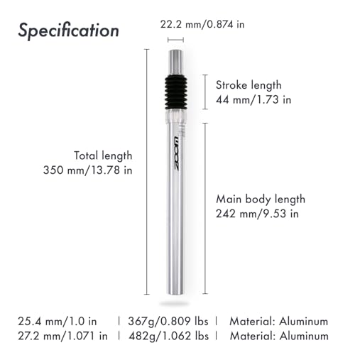 DJC Black 25.4mm Suspension Bike Seatpost Shock Absorbing with Rebound Adjustment
