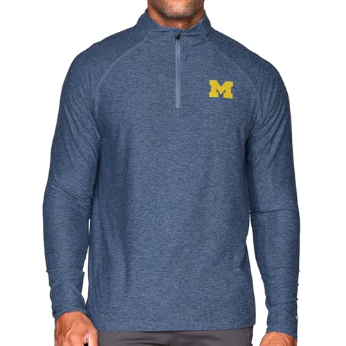 Michigan Wolverines Men's Collegiate Vapor 1/4 Zip Shirt - Navy Large
