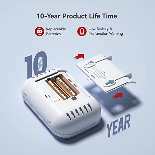 Carbon Monoxide Detector, 10-Year Life Carbon Monoxide Alarm, Replaceable Battery CO Detector with LCD Digital Display and Test Button, 3 LED Lights CO Alarm for Home, GS828C-D, 1 Pack