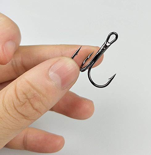 Yatrouys Black Treble Fishing Hooks Size 6 - 100pcs, High Carbon Steel, Super Sharp