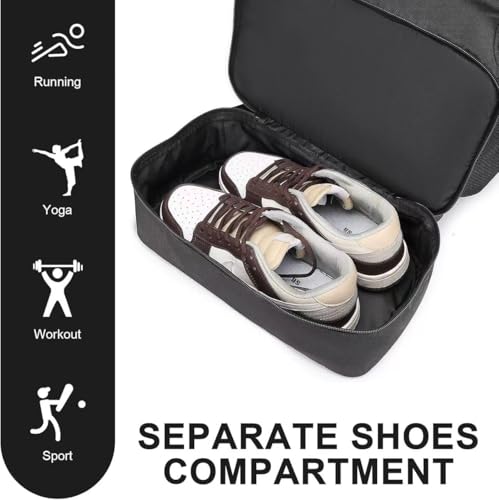 Seyfocnia 21-Inch Waterproof Gym Backpack for Men with Shoe Compartment - Casual Black