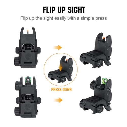 Flip Up Polymer Backup Sights with Fiber Optics - Black