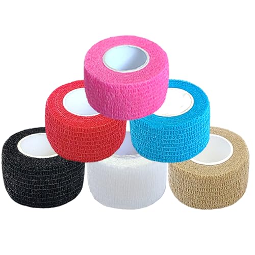 6 Pack Self-Adhesive Bandage Wrap - 1-Inch Breathable Cohesive Tape for Pets