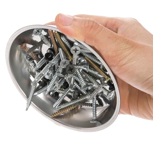 Okllen 6 Pcs Magnetic Parts Tray Set, Stainless Steel Heavy Duty 9.5"W x 5.5''L Square and 4 1/4" Round Extra Strong Magnetic Tool Trays Holder for Socket Screw Nuts Bolts Metal Parts