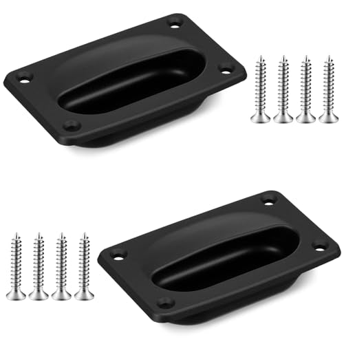 BBTO 2 Pcs Marine Hatch Handle Black Recessed Boat Accessory with Screws