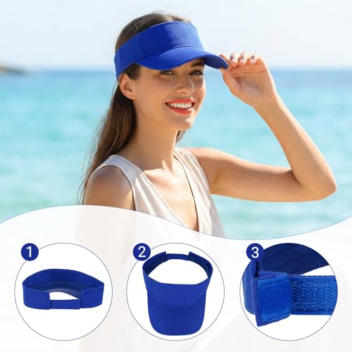 Adjustable Cotton Sun Visor Hat - Royal Blue UV Protection